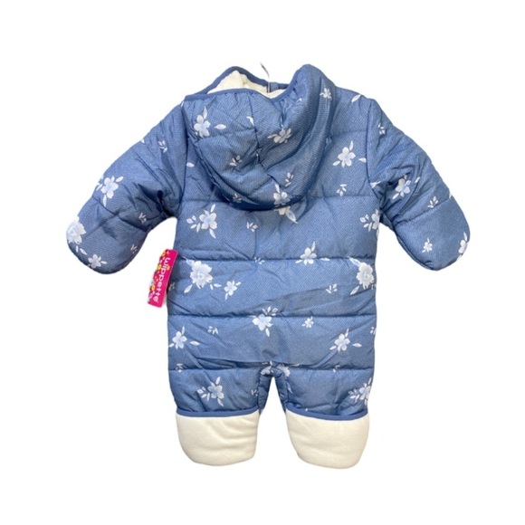 Wippette Infants Monotone Floral Chambray Print Pram Snowsuit NWT Size 9M - Picture 2 of 5